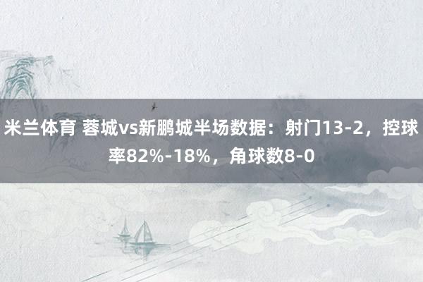 米兰体育 蓉城vs新鹏城半场数据：射门13-2，控球率82%-18%，角球数8-0