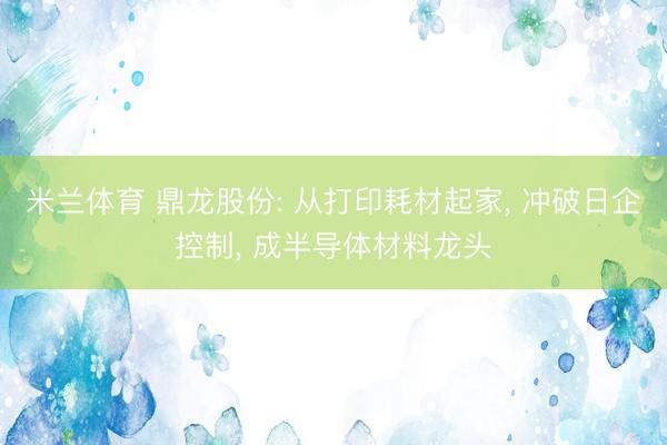 米兰体育 鼎龙股份: 从打印耗材起家， 冲破日企控制， 成半导体材料龙头