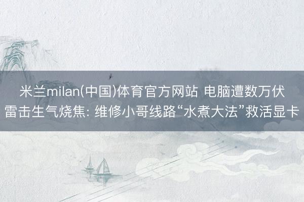 米兰milan(中国)体育官方网站 电脑遭数万伏雷击生气烧焦: 维修小哥线路“水煮大法”救活显卡