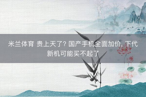 米兰体育 贵上天了? 国产手机全面加价， 下代新机可能买不起了