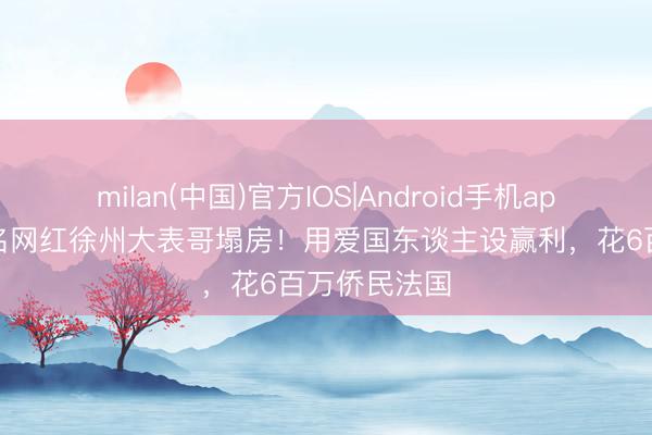 milan(中国)官方IOS|Android手机app下载 曝有名网红徐州大表哥塌房！用爱国东谈主设赢利，花6百万侨民法国