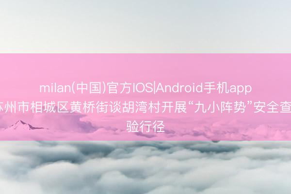 milan(中国)官方IOS|Android手机app下载 苏州市相城区黄桥街谈胡湾村开展“九小阵势”安全查验行径