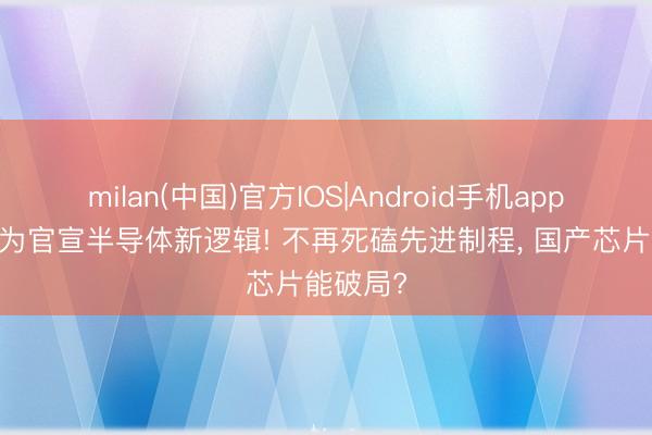 milan(中国)官方IOS|Android手机app下载 华为官宣半导体新逻辑! 不再死磕先进制程， 国产芯片能破局?